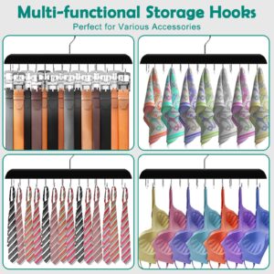 Belt Hanger, Wooden Belt Organizer for Closet, Large Capacity Tie and Belt Hanger for Closet with 14 Hooks, Premium Belt Organizer Space Saver for Bra, Tank Top, Tie & Belt Storage (1)