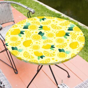 mhjy round tablecloth fitted elastic table cover waterproof table cloth for dinner, party, picnic,camping, round table cover for indoor outdoor,yellow,s (36"-44")