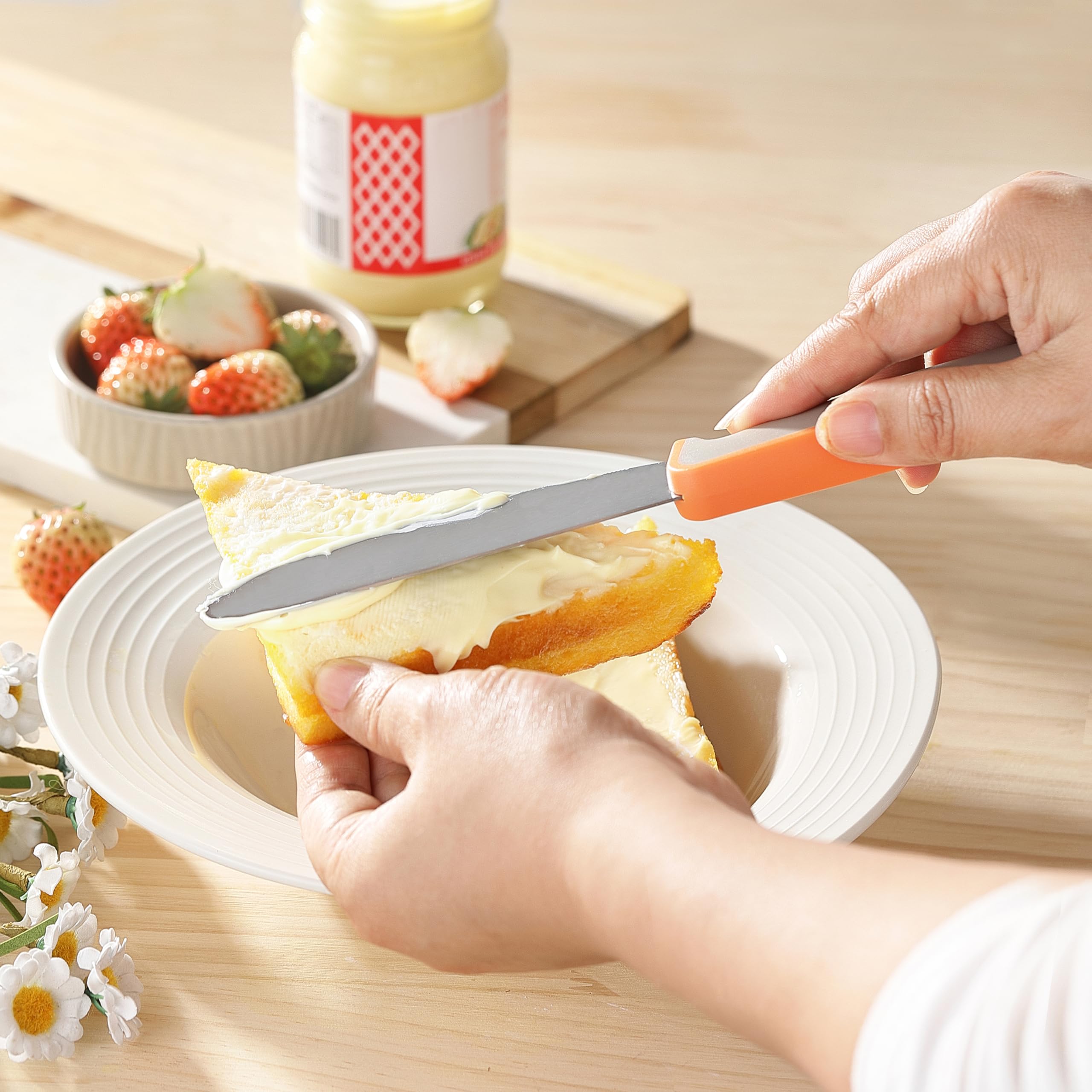 Butter Knife Spreader, Little Cook 4.7 Inch Sandwich Butter Spreader Knife, Stainless Steel Spreaders for Food with Serrated Edge , Great for Butter, Cheese, Peanut, Sandwhich, Jam, Dishwasher Safe