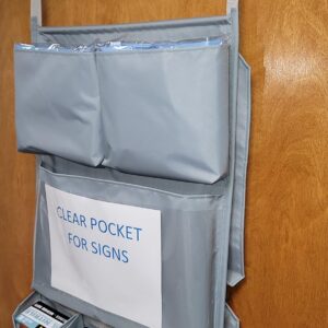 It's Sew EZ PPE Isolation Door Caddy - 8 Pockets - NFPA-701 Fire Resistant Nylon Oxford with Two Stainless Steel Hooks included (Silver)