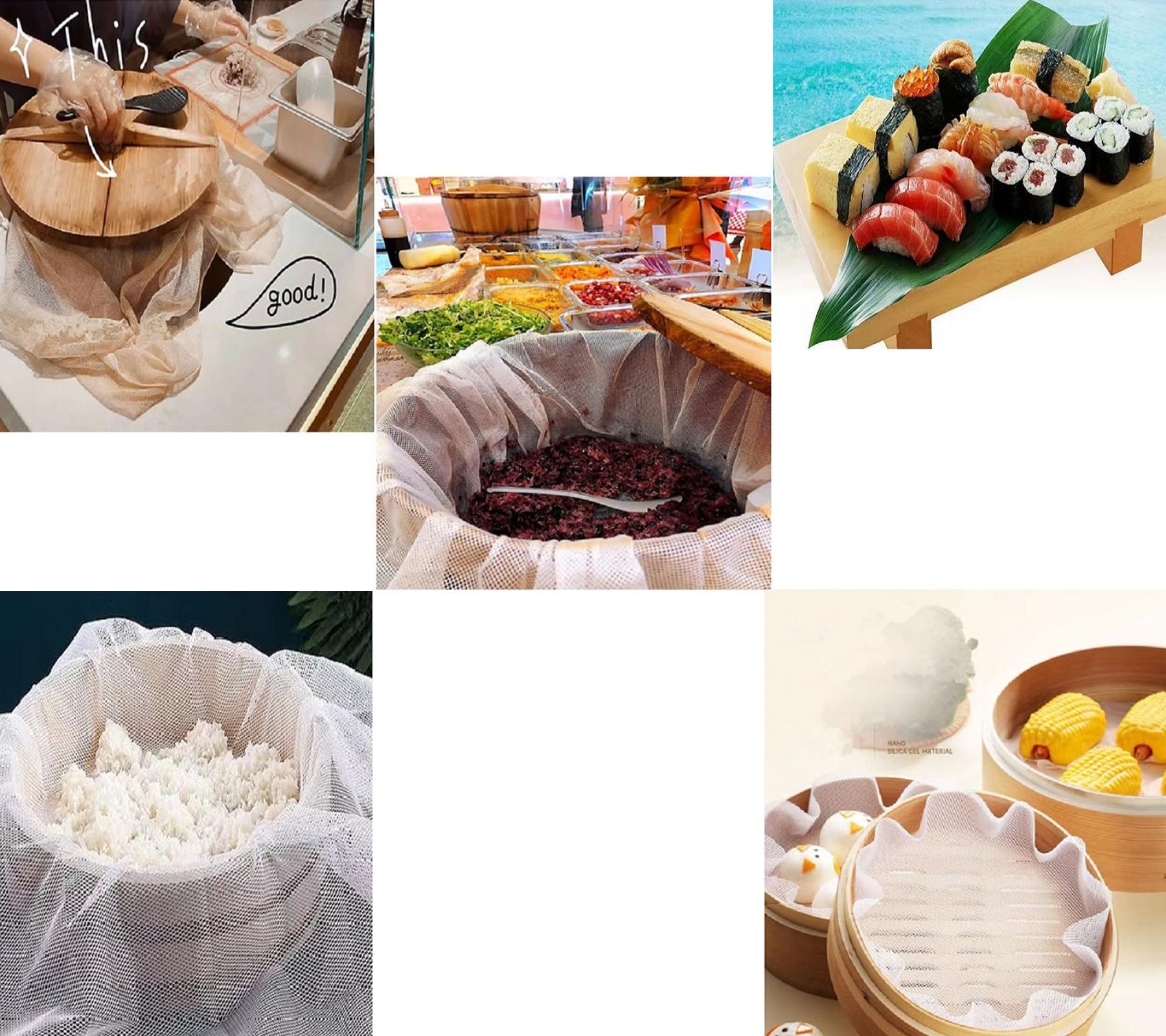 2PCS Rice Net,Cooking Cloth,Sushi Rice Cooking Net,Rice Cooker Napkin,Sushi Rice Cooking Napkin,Reusable Commercial Rice Net Napkin