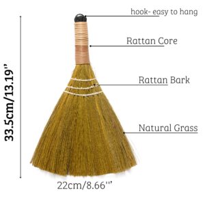 TTS For Home Set of 3 Broom for Kid - Vietnamese Color Natural Straw Soft Broom - Small Whisk Broom (13.19 inch Length, 8.66 inch Width)