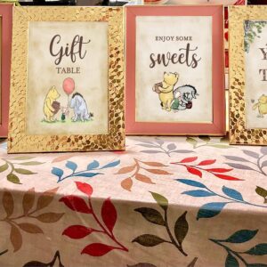 4PCS Winnie Table Sign Centerpieces A Little Yummy for Your Tummy for Baby Shower Decorations Pooh Birthday Decorations Welcome Baby Party Supplies(8x10in)