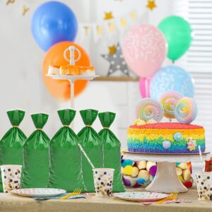 Lecpeting 100 Pcs Cellophane Treat Bags Plastic Goodie Storage Bags Party Favor Candy Bags with Twist Ties for Gift Wrap Birthday Wedding Baby Shower Christmas Party Supplies (Green)