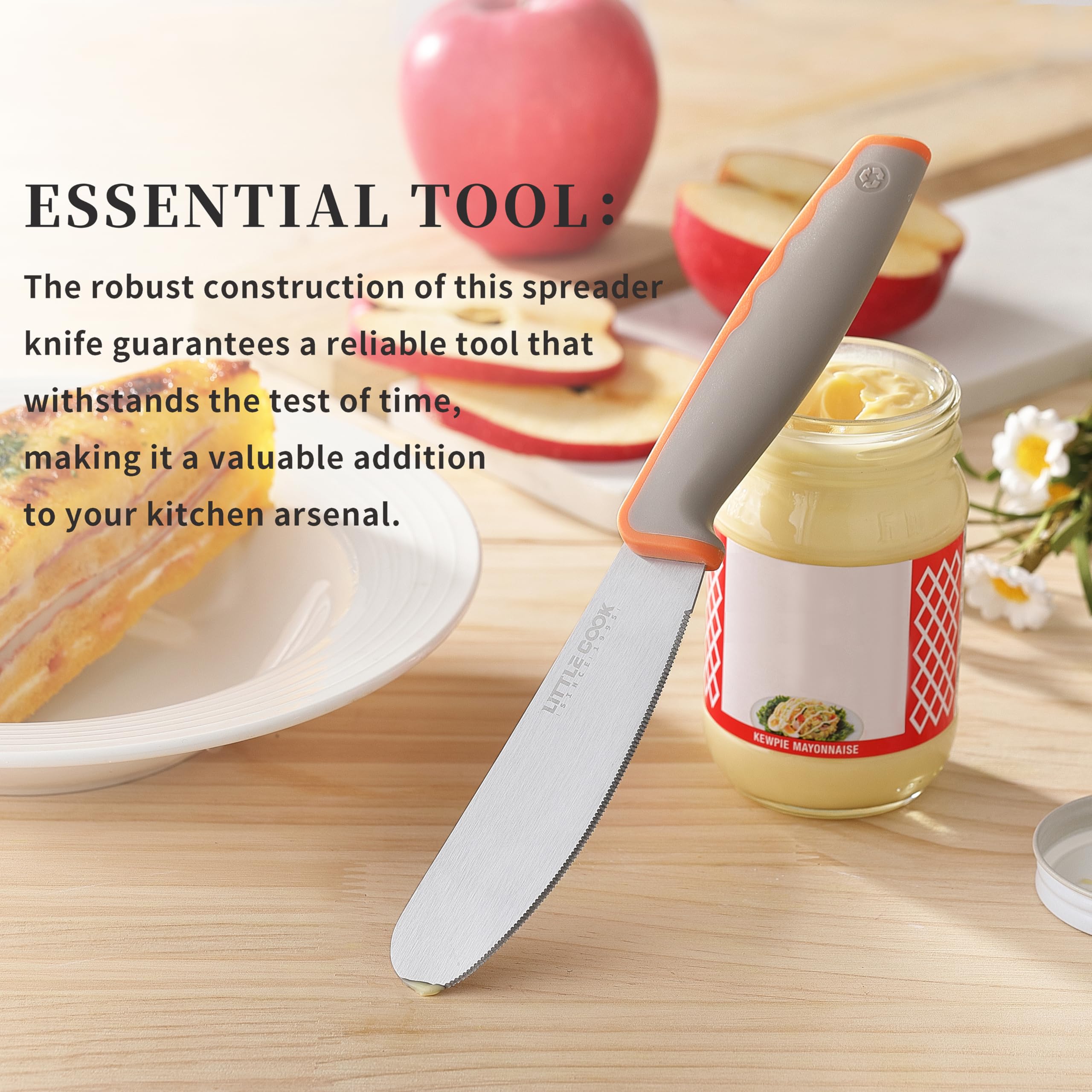 Butter Knife Spreader, Little Cook 4.7 Inch Sandwich Butter Spreader Knife, Stainless Steel Spreaders for Food with Serrated Edge , Great for Butter, Cheese, Peanut, Sandwhich, Jam, Dishwasher Safe