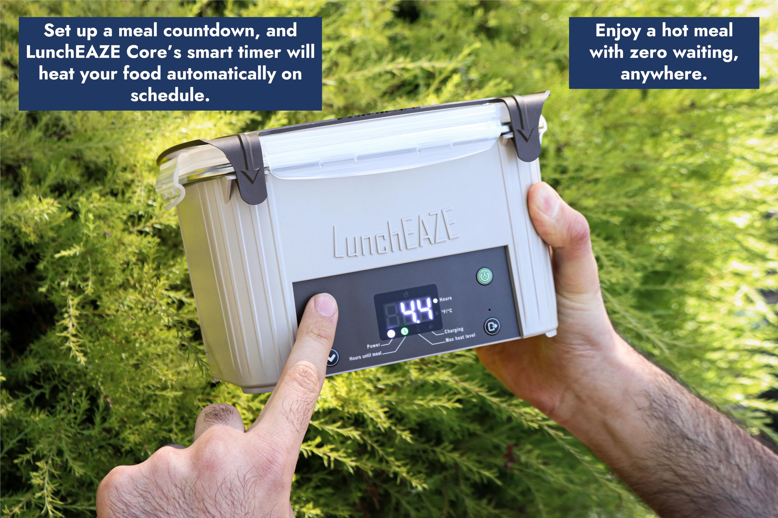 LunchEAZE Core Cordless Electric Lunch Box – Self-Heating, Battery Powered Food Warmer for Work, Travel– 220°F Heat, BPA Free, Meal Prep Friendly