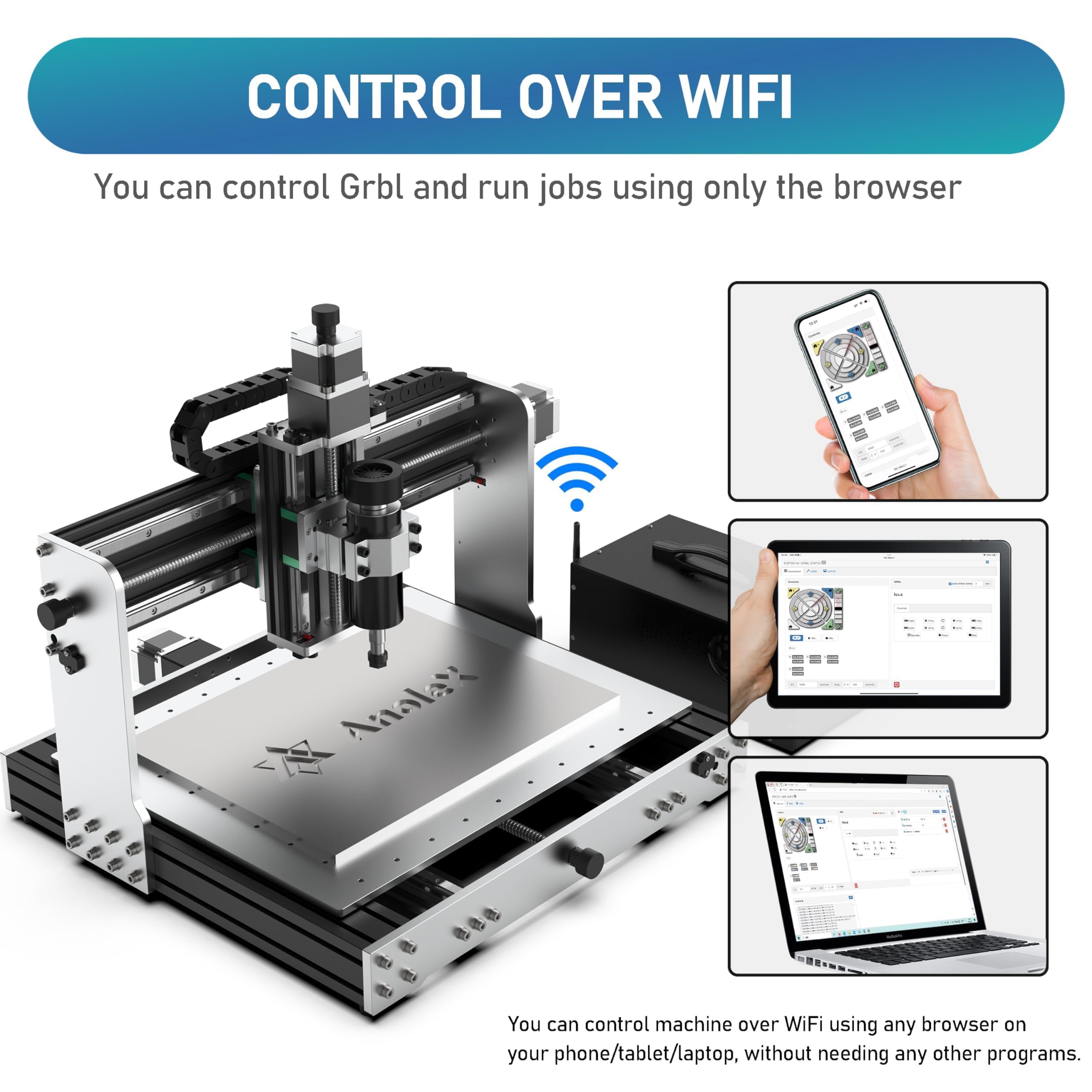 AnoleX CNC Router Machine 4030-Evo Ultra, All-Metal XYZ Axis Dual Steel Linear Guides & Ball Screws with 500W Spindle for Metal Aluminum Brass Wood Acrylic PCB