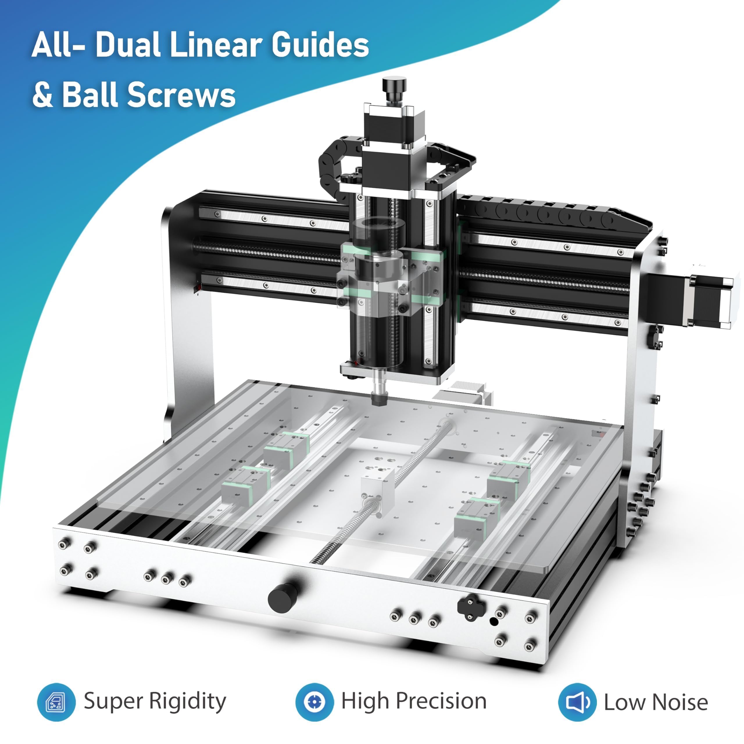 AnoleX CNC Router Machine 4030-Evo Ultra, All-Metal XYZ Axis Dual Steel Linear Guides & Ball Screws with 500W Spindle for Metal Aluminum Brass Wood Acrylic PCB