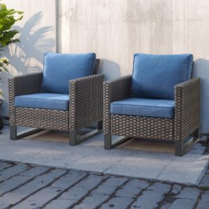 hummuh patio chairs set of 2 pe wicker outdoor dining chairs high back deep seating porch chairs with 4inch seat cushions