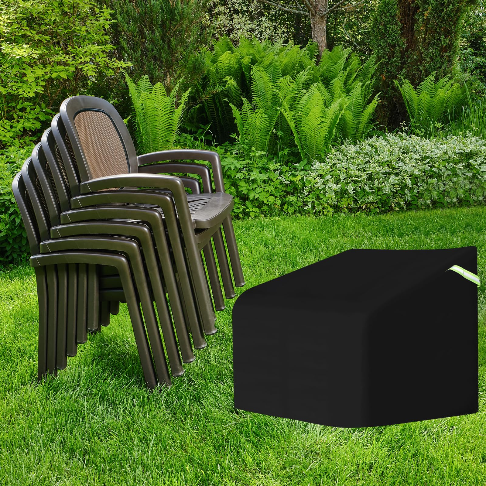 PATIKIL Outdoor Chair Covers Waterproof, 2 Pack 40"W x 34"D x 39"H Large Patio Furniture Cover 600D Oxford Lawn Lounge Chair Protection with Luminous Handle for Yard Garden, Black