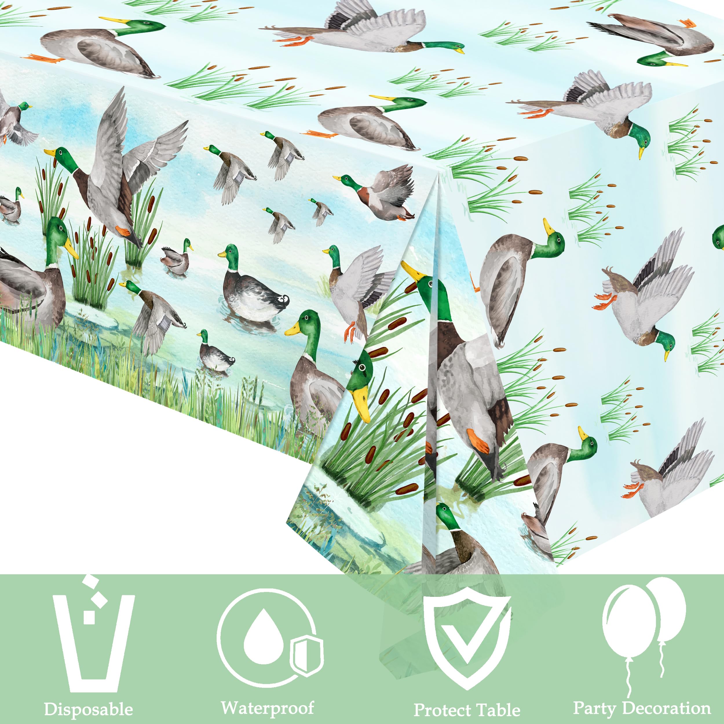 Mallard Duck Party Tablecloths One Lucky Duck Party Table Decorations Mallard Duck Theme 1st Birthday Decoration for Duck Hunting Birthday Party Decor Duck Hunter Baby Shower Supplies