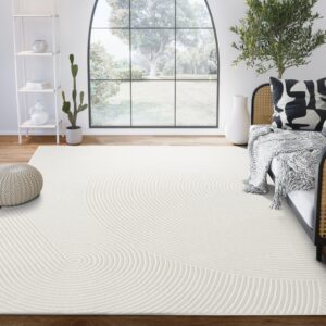 abani cream area rug for living room, bedroom- zen reiki pattern- 8 x 10 -durable & easy to clean