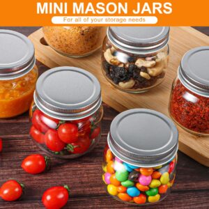 YL-ESH 6 Pack Small Mason Jars with Labels, 8 oz Glass Jars with Airtight Lids, Half Pint Canning Jars for Jelly, Jam, Honey, Pickles, Spice, Overnight Oats, Food Storage, Candle & DIY Present