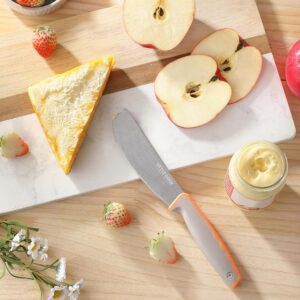 Butter Knife Spreader, Little Cook 4.7 Inch Sandwich Butter Spreader Knife, Stainless Steel Spreaders for Food with Serrated Edge , Great for Butter, Cheese, Peanut, Sandwhich, Jam, Dishwasher Safe