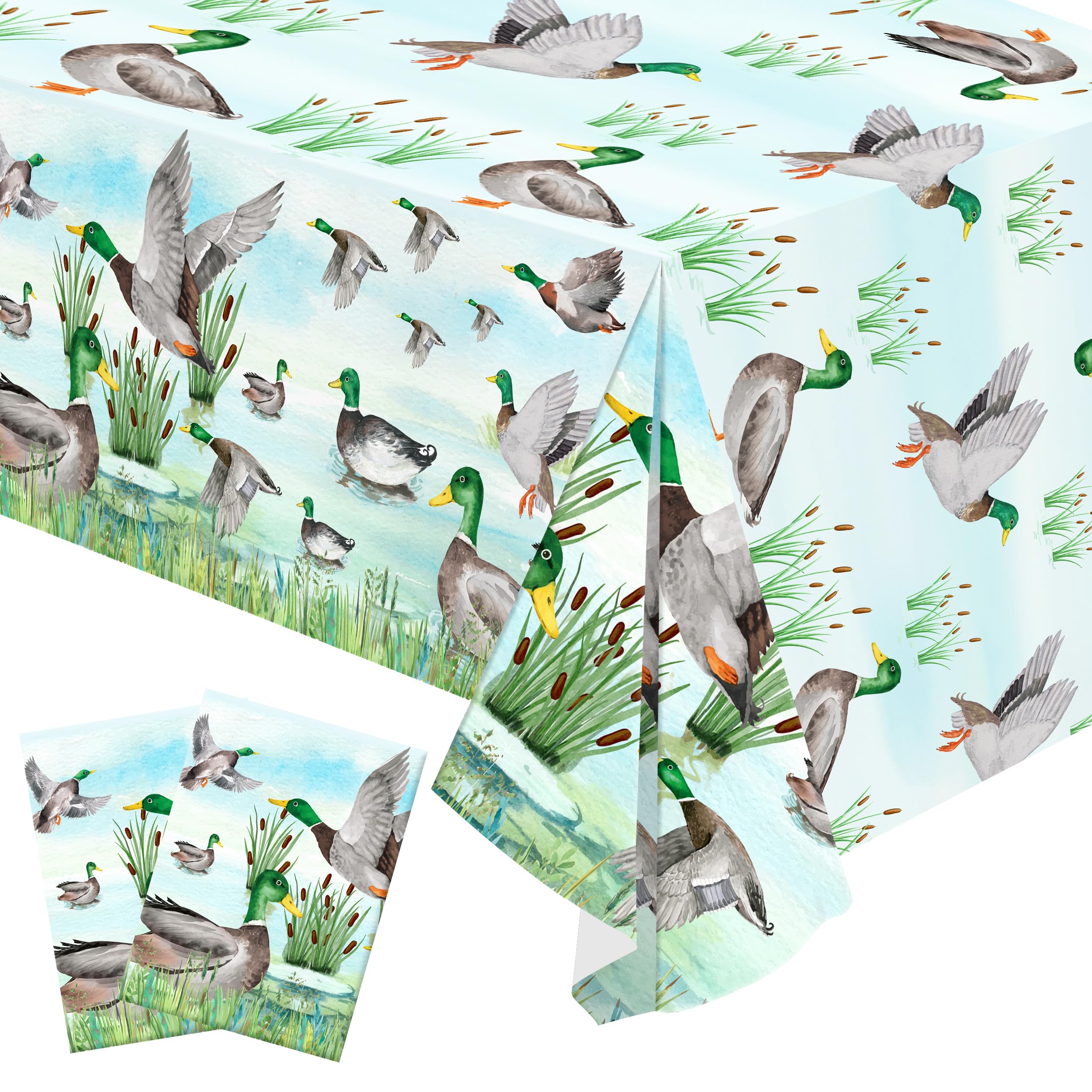 Mallard Duck Party Tablecloths One Lucky Duck Party Table Decorations Mallard Duck Theme 1st Birthday Decoration for Duck Hunting Birthday Party Decor Duck Hunter Baby Shower Supplies