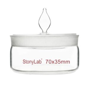 stonylab low form weighing bottle, borosilicate glass weighing bottle with ground stopper for lab use, 70 mm diameter, 35 mm height