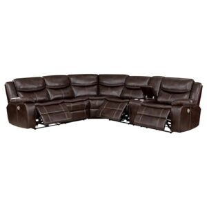 Coaster Home Furnishings Sycamore Upholstered Power Reclining Sectional Sofa Dark Brown