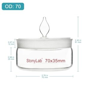 stonylab Low Form Weighing Bottle, Borosilicate Glass Weighing Bottle with Ground Stopper for Lab Use, 70 mm Diameter, 35 mm Height