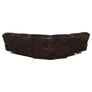 Coaster Home Furnishings Sycamore Upholstered Power Reclining Sectional Sofa Dark Brown