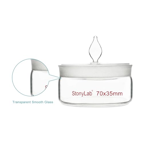 stonylab Low Form Weighing Bottle, Borosilicate Glass Weighing Bottle with Ground Stopper for Lab Use, 70 mm Diameter, 35 mm Height