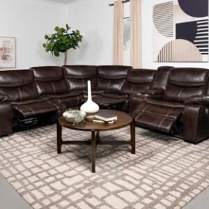 Coaster Home Furnishings Sycamore Upholstered Power Reclining Sectional Sofa Dark Brown