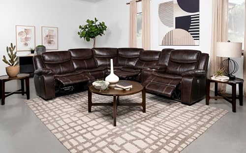 Coaster Home Furnishings Sycamore Upholstered Power Reclining Sectional Sofa Dark Brown