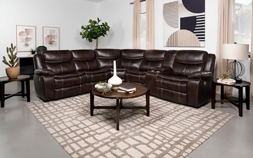 Coaster Home Furnishings Sycamore Upholstered Power Reclining Sectional Sofa Dark Brown