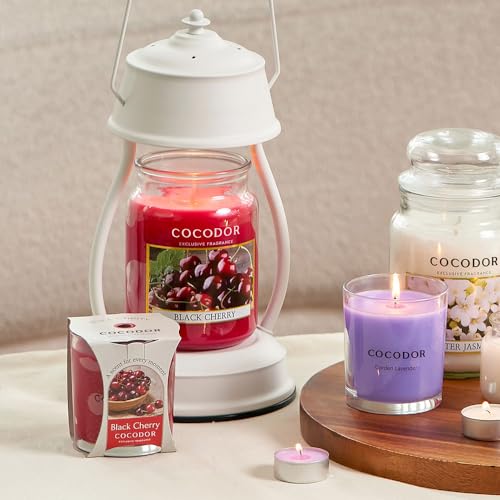 COCODOR Candle Tea Rose Scented, Large Glass Jar 18oz Wick Candle, 110 Hours of Burn Time