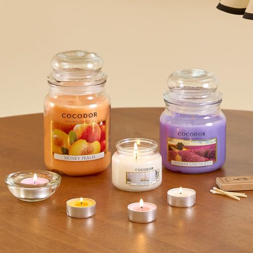 COCODOR Candle Tea Rose Scented, Large Glass Jar 18oz Wick Candle, 110 Hours of Burn Time