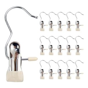 woogim 15 pcs laundry hanging hooks clips 110mm length multi-functional hooks for home travel clothes & socks stainless steel upgrade widen