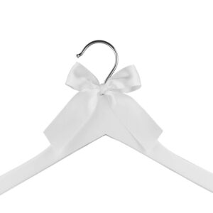 Bridal Dress Hanger Solid Wood Dress Hangers Mrs Letter Hanger Wedding Gift (White Coat Hanger Silver Thread Pearl)