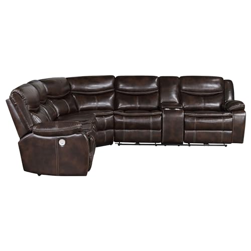 Coaster Home Furnishings Sycamore Upholstered Power Reclining Sectional Sofa Dark Brown