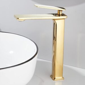 jcakes brass black gold basin faucet bathroom sink faucets hot cold water mixer crane deck mounted single handle hole bath kitchen tap (color : gold5)