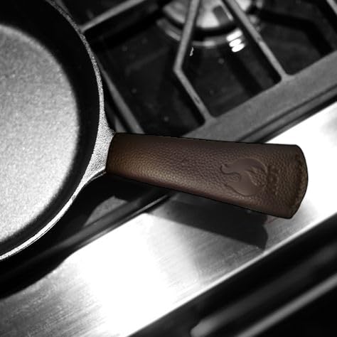 Leather Cast Iron Skillet Pan Handle Cover (Standard 4.5) Thick Leather Heat Resistant Leather Handle Holder for Cast Iron Skillets & Pans (Handmade)