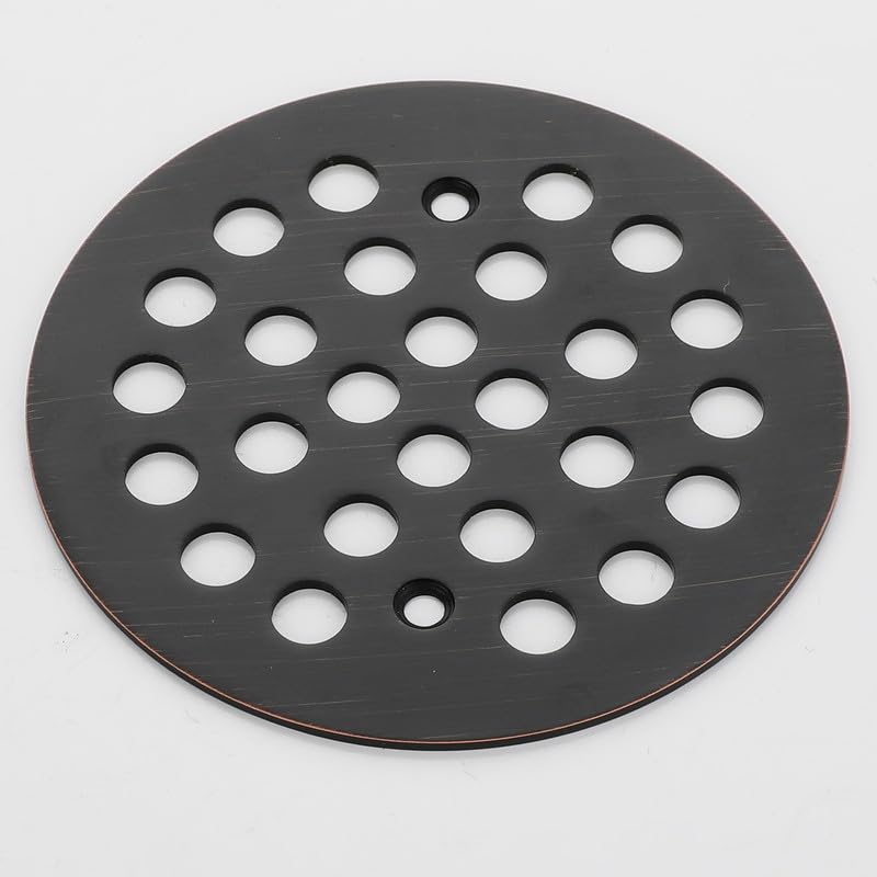 Bropury Round 4-1/4-Inch Screw-in Shower Strainer Drain Grate,Replacement Floor Ddrainer Cover with Screws,Bathtub Drain Strainers (Oil Rubbed Bronze)