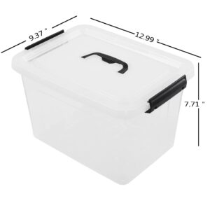 Ucake 12 Quart Plastic Storage Latch Box with Handle, Plastic Bin with Lid, 6 Pack