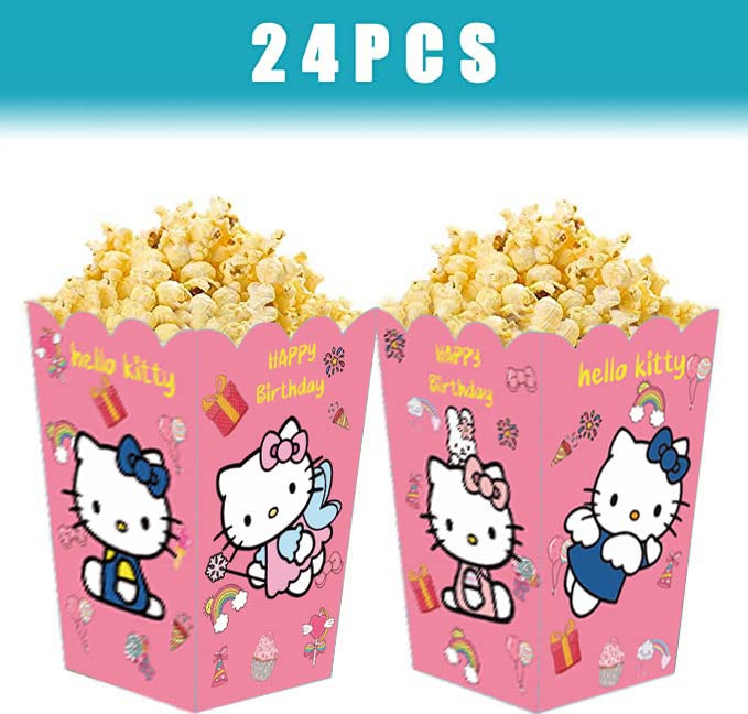 24PCS Cartoon cat theme Party Popcorn Boxes, Party Supplies,Favor Bags for Boys Girls Birthday Party Decorations