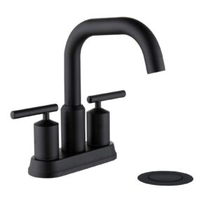 jakarda 4inch 2 handle black bathroom faucet 3 holes, black bathroom sink faucet with pop up drain assembly and water supply lines, black