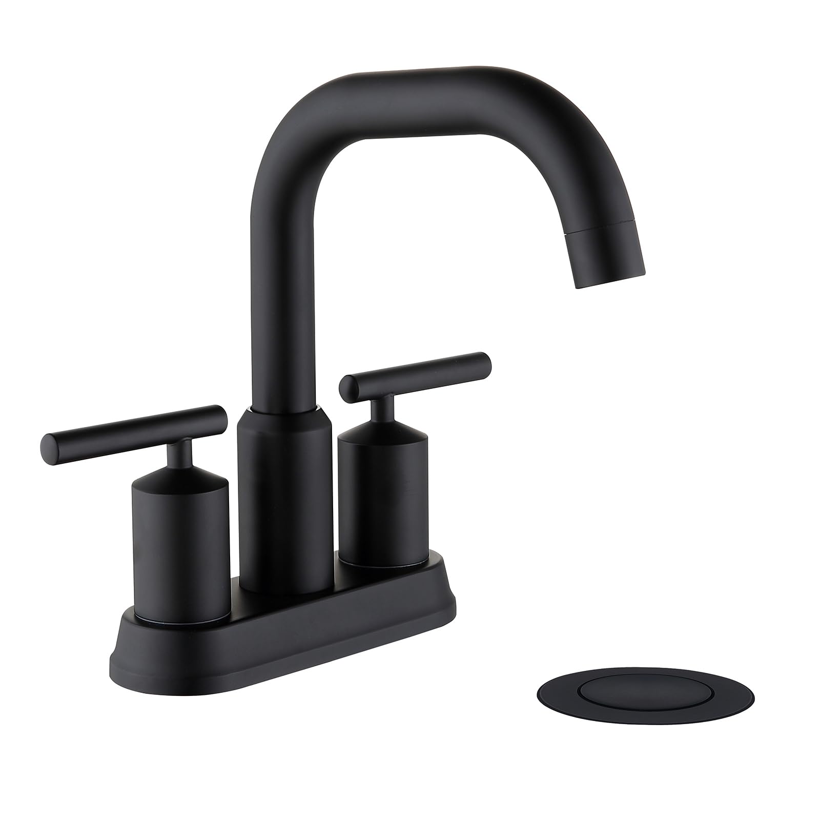 JAKARDA 4Inch 2 Handle Black Bathroom Faucet 3 Holes, Black Bathroom Sink Faucet with Pop up Drain Assembly and Water Supply Lines, Black