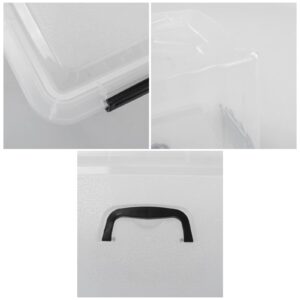 Ucake 12 Quart Plastic Storage Latch Box with Handle, Plastic Bin with Lid, 6 Pack