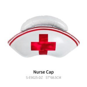 ScHaan 14pcs Nurse Cap & Heart Balloons, Nursing School Graduation Party Decorations, Reusable, Professional Design, Includes 10m Ribbon & Inflatable Straw