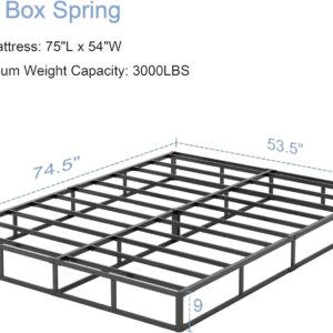 Box Springs 9 Inch Full Box Spring Bed Base with Round Corner Edges, Metal Platform Mattress Foundation with Heavy Duty Steel Slat Support,Easy Assembly Noise-Free