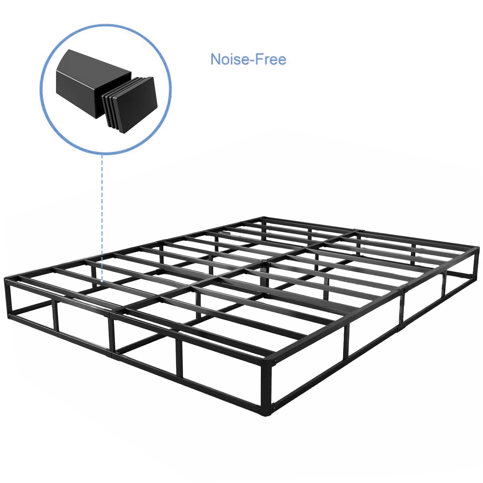 Box Springs 9 Inch Full Box Spring Bed Base with Round Corner Edges, Metal Platform Mattress Foundation with Heavy Duty Steel Slat Support,Easy Assembly Noise-Free