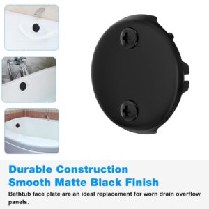 Tub Drain Overflow Cover Black- 3-1/8" Two Hole Bathtub Drain Overflow Cover with Screw Fits Most Standard Bath Tub Drains