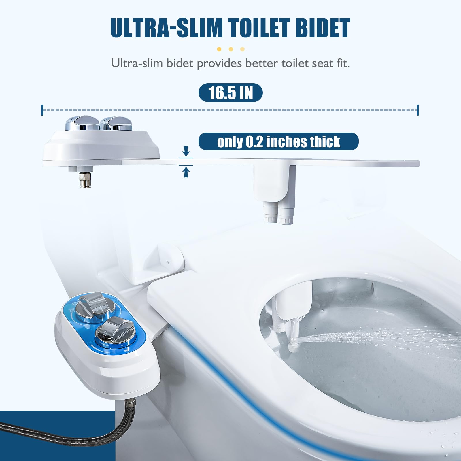 FOOFOO Bidet, Non-Electric Bidet Attachment for Toilet Seat,Self-Cleaning, Dual Nozzle,Adjustable Water Pressure, for any Standard Two-piece Toilet