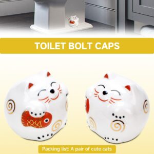 Toilet base bolt caps decorative ornaments ceramic toilet bolt covers bathroom decoration cat toilet bolt covers fun cat themed gadgets floor bolt replacement parts