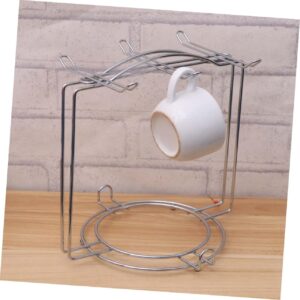 FUNOMOCYA Metal Storage Shelf Cupboard Storage Organiser Mug Holder for Counter Stainless Steel Dish Drying Rack Stainless Steel Cup Rack Hook Office Coffee