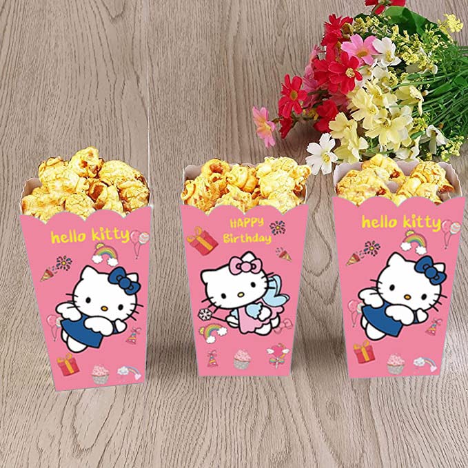 24PCS Cartoon cat theme Party Popcorn Boxes, Party Supplies,Favor Bags for Boys Girls Birthday Party Decorations