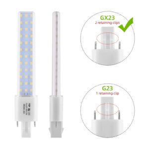 Lidesheng GX23 LED Light Bulb Plug and Play Replacement 13W CFL LED Stick PL Bulb GX23-2 Pin Base,360° Beam Angle, Cool White 6000K, Driven by 100-277V and CFL Ballast, 2 Pack (Cool White, GX23 6W)