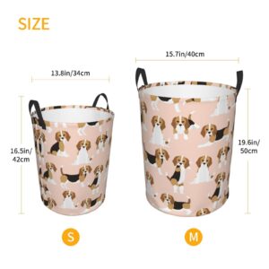 Pevtufa Beagle Dog On Brown Foldable Laundry Basket Organizer,Fabric Clothes Toy Storage Basket Nursery Hamper Storage Bin For Household Bedroom, Bathroom, College Dorm-Small